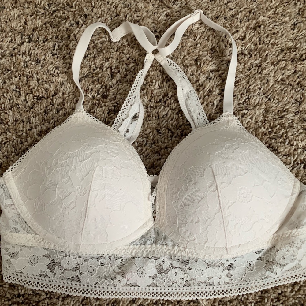 adorable white Victoria’s Secret bralette